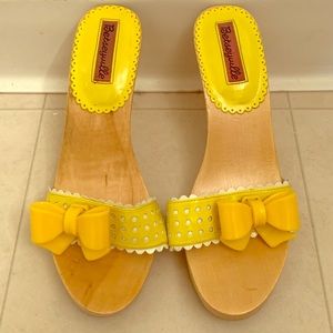 Betsey Johnson Wooden Heels with Yellow Bow
